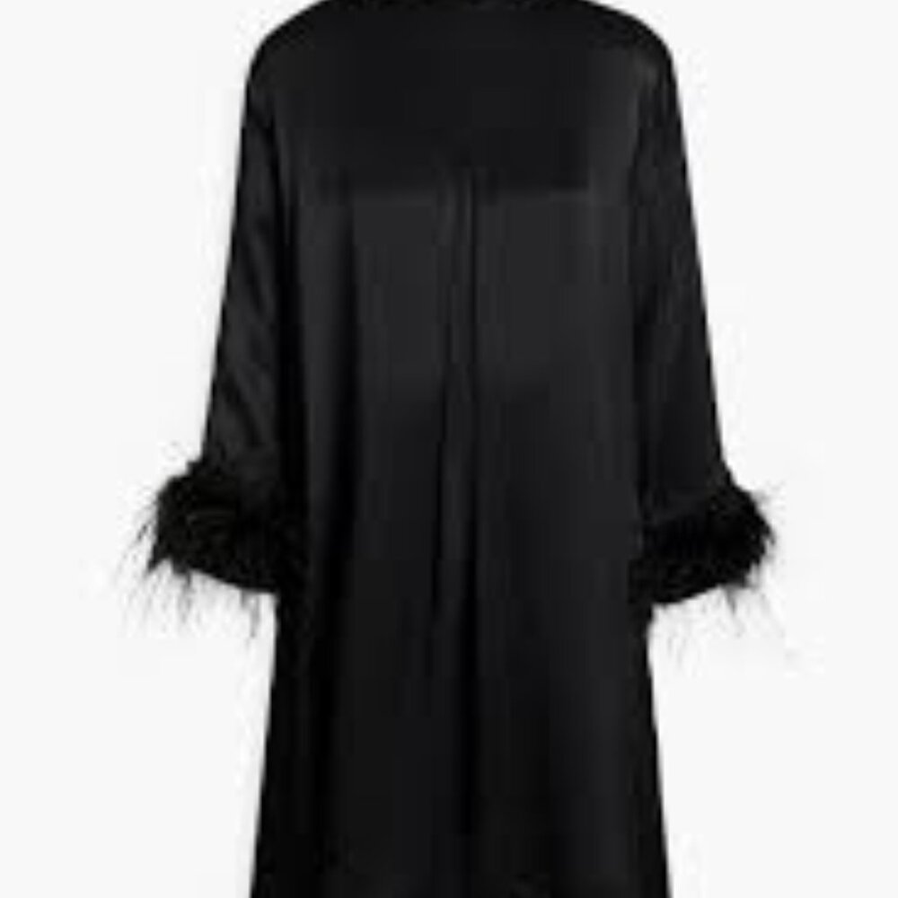Sleeper Black Top with Feather Cuffs